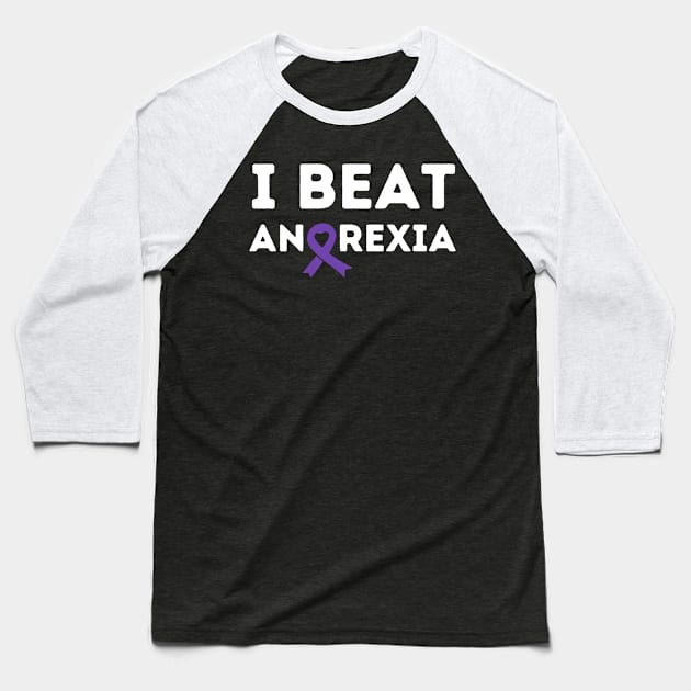 I Beat Survived Anorexia Survivor Purple Ribbon Awareness Baseball T-Shirt by zofry's life